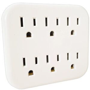 NEW Electrical Extension Grounded 6 Outlet Plug Wall Taps Indoor White Round